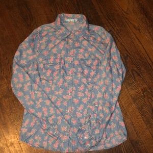 maurices button down flower pattern top